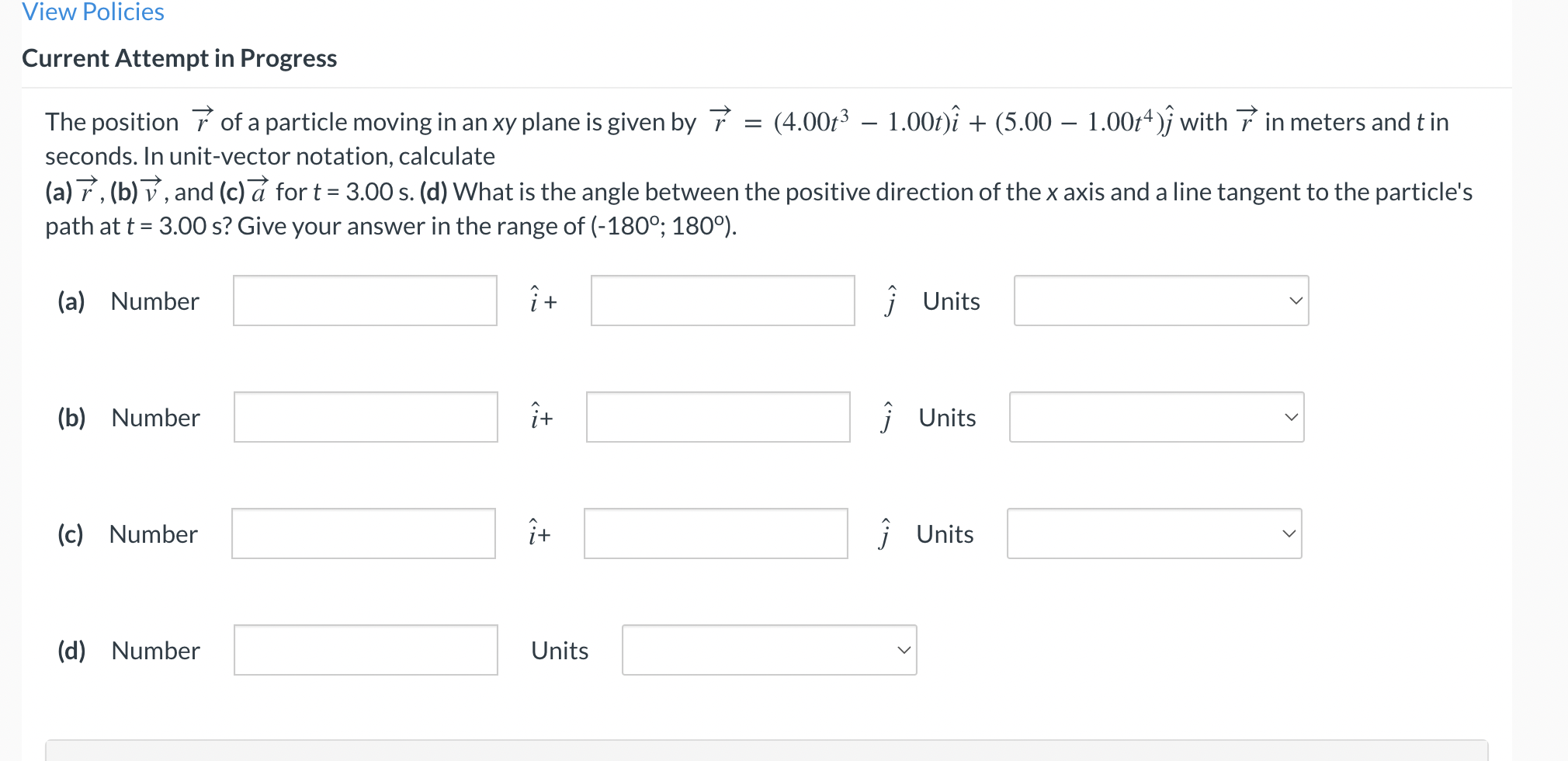 Solved The position r of a particle moving in an xy plane is | Chegg.com