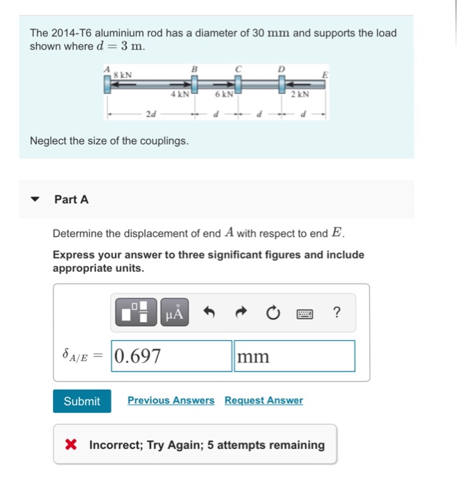 Solved The 2014T6 aluminium rod has a diameter of 30 mm and