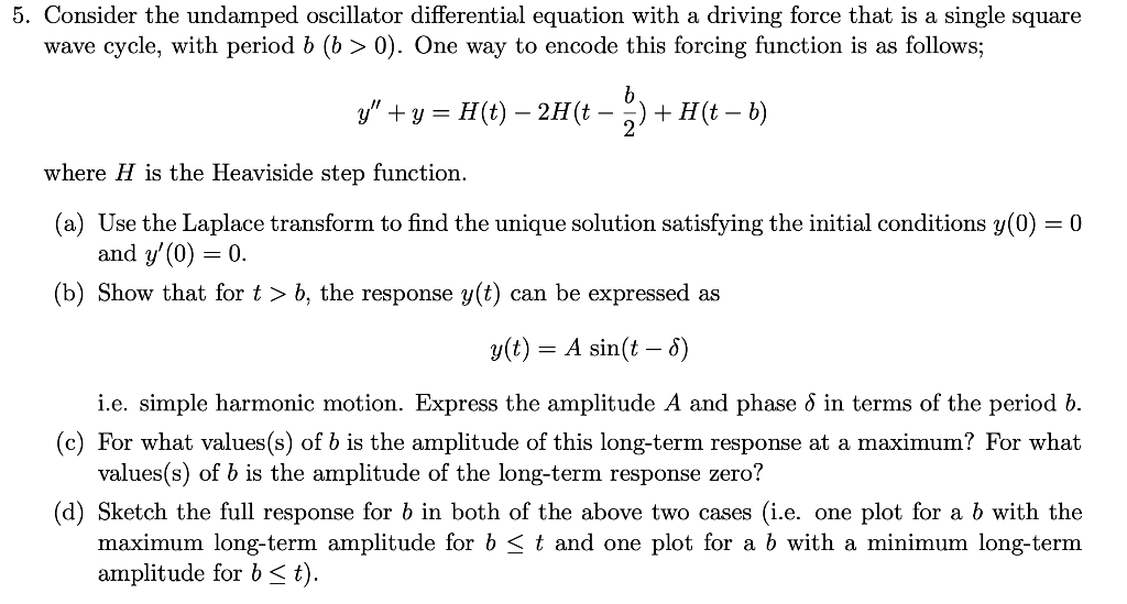 Solved 5. Consider the undamped oscillator differential | Chegg.com