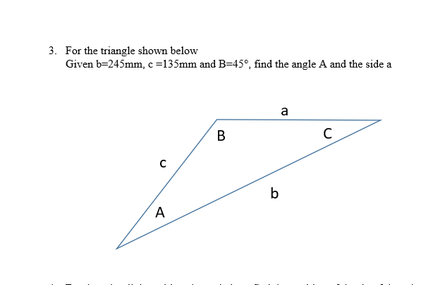 Solved For The Triangle Shown Below Given B 245mm, C-135mm | Chegg.com