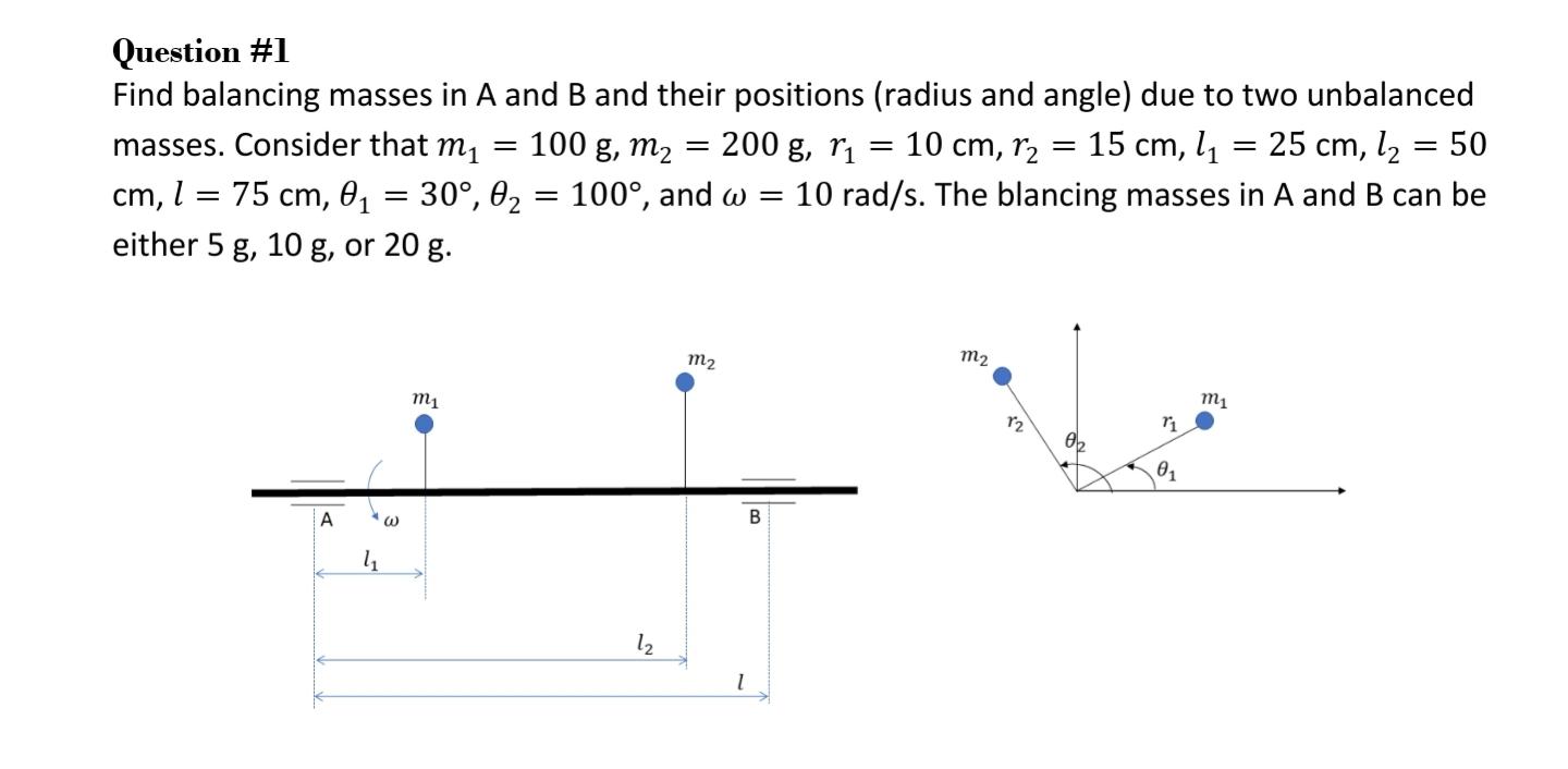 Solved Question #1 Find Balancing Masses In A And B And | Chegg.com