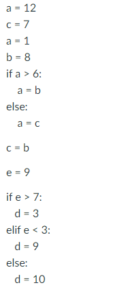 Solved For python what is a,b,c a = 7 12 1 8 b = | Chegg.com