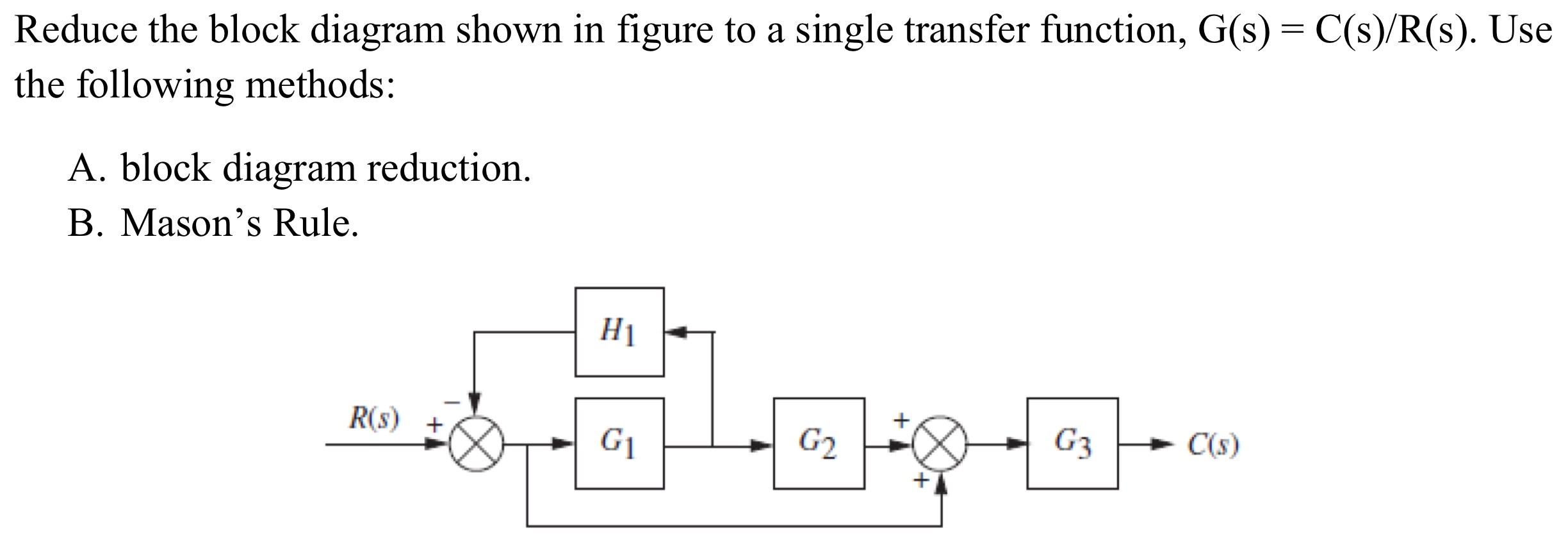 Solved Reduce the block diagram shown in figure to a single | Chegg.com
