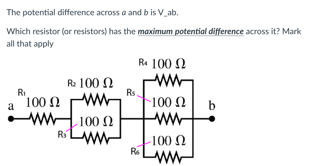 Solved The Potential Difference Across A And B Is V−ab. | Chegg.com