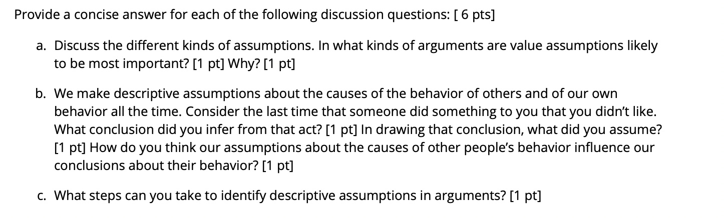 Solved Provide a concise answer for each of the following | Chegg.com