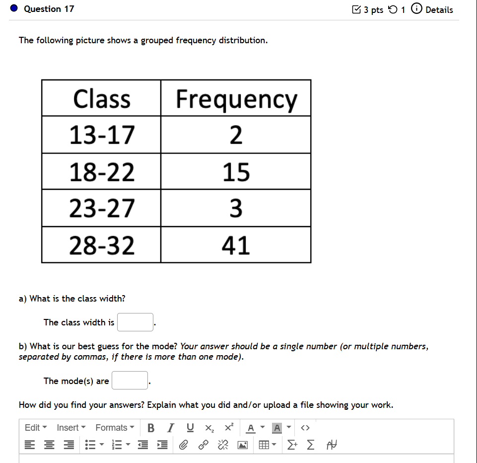 Solved The Following Picture Shows A Grouped Frequency | Chegg.com