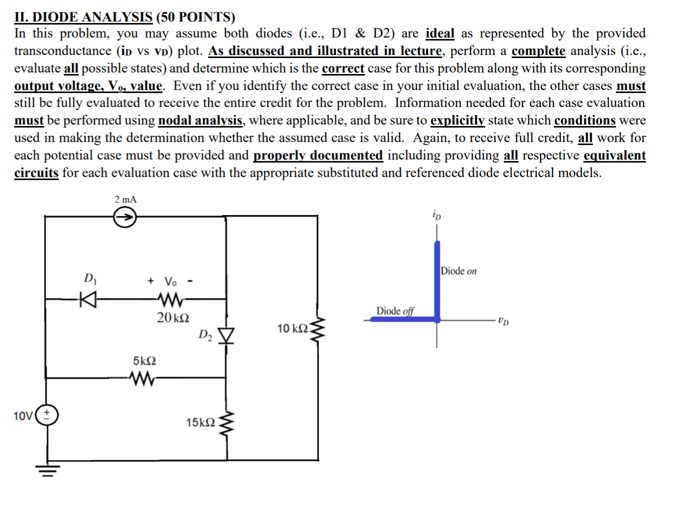 Solved II. DIODE ANALYSIS (50 POINTS) In this problem, you | Chegg.com