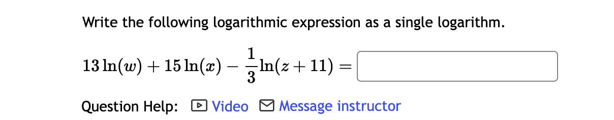 Solved Write the following logarithmic expression as a | Chegg.com