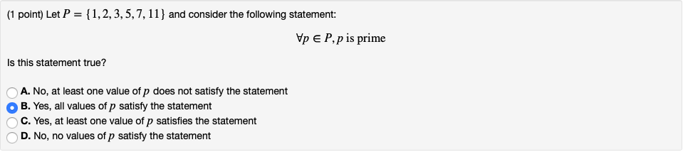 Solved (1 point) Let P 1,2,3,5,7, 11] and consider the | Chegg.com