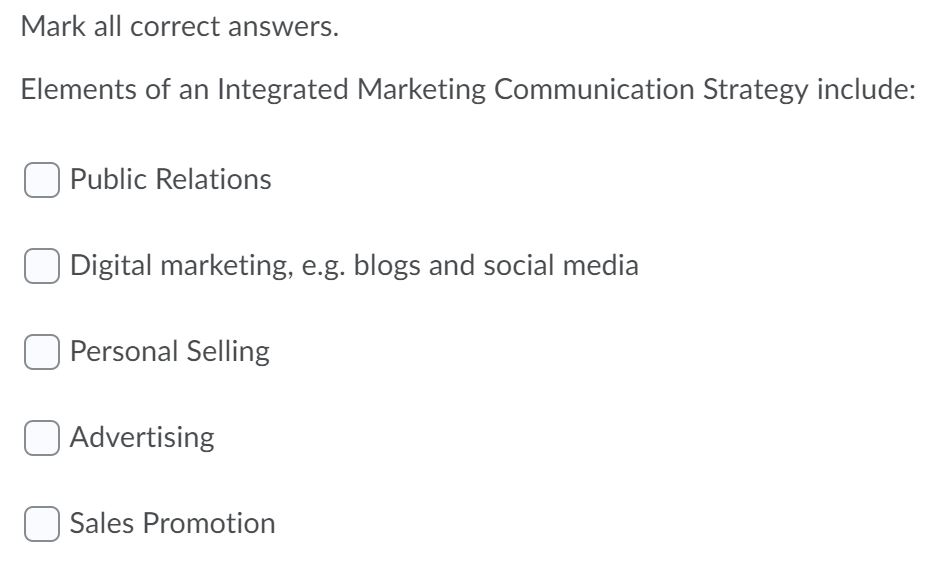 Solved Mark all correct answers. Elements of an Integrated | Chegg.com