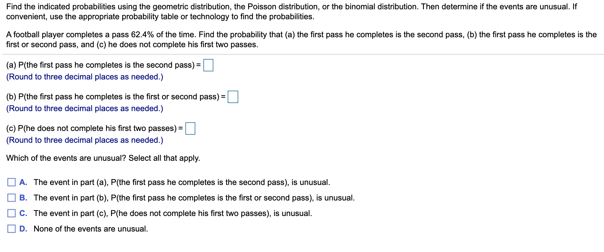 Solved Find The Indicated Probabilities Using The Geometric | Chegg.com