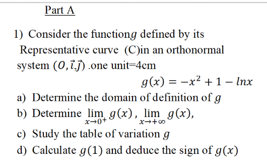 Solved Part A 1) Consider the functiong defined by its | Chegg.com