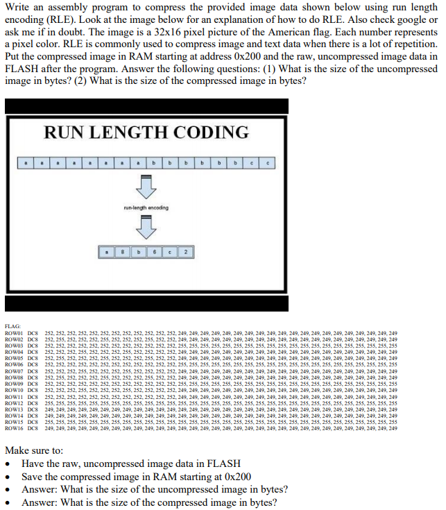 Write an assembly program to compress the provided | Chegg.com