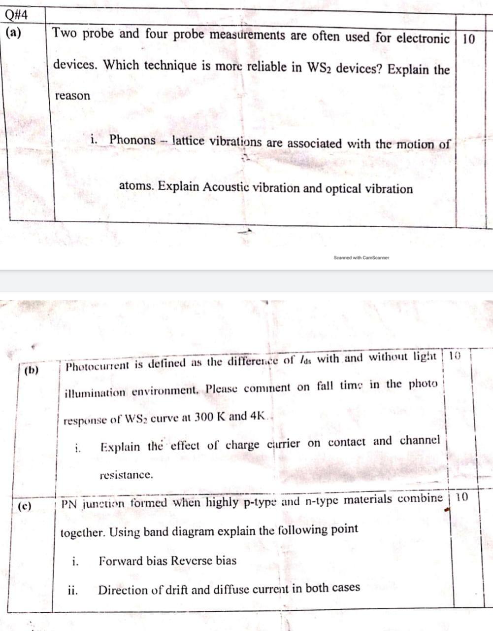 Solved Question 1 (a) two probe and fourprobe measurements