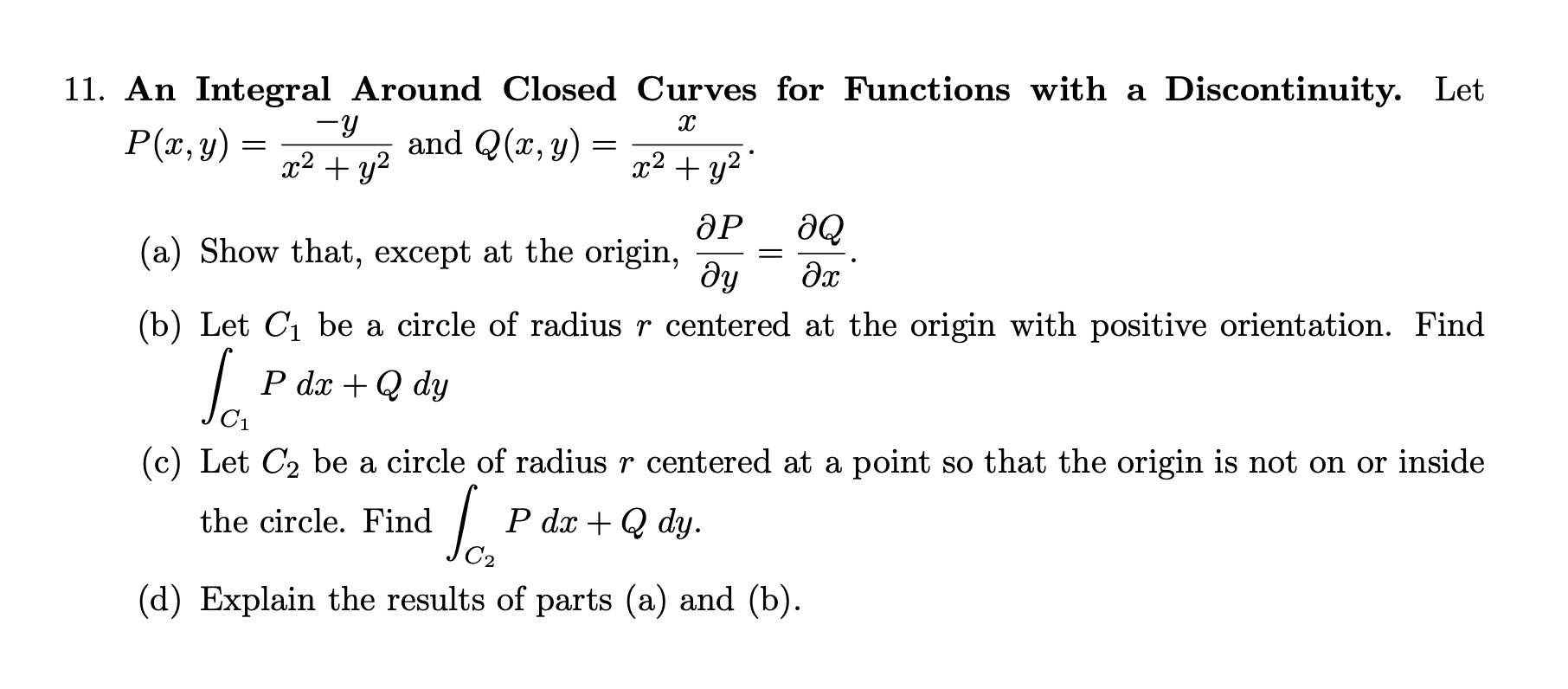 Solved 11. An Integral Around Closed Curves for Functions | Chegg.com