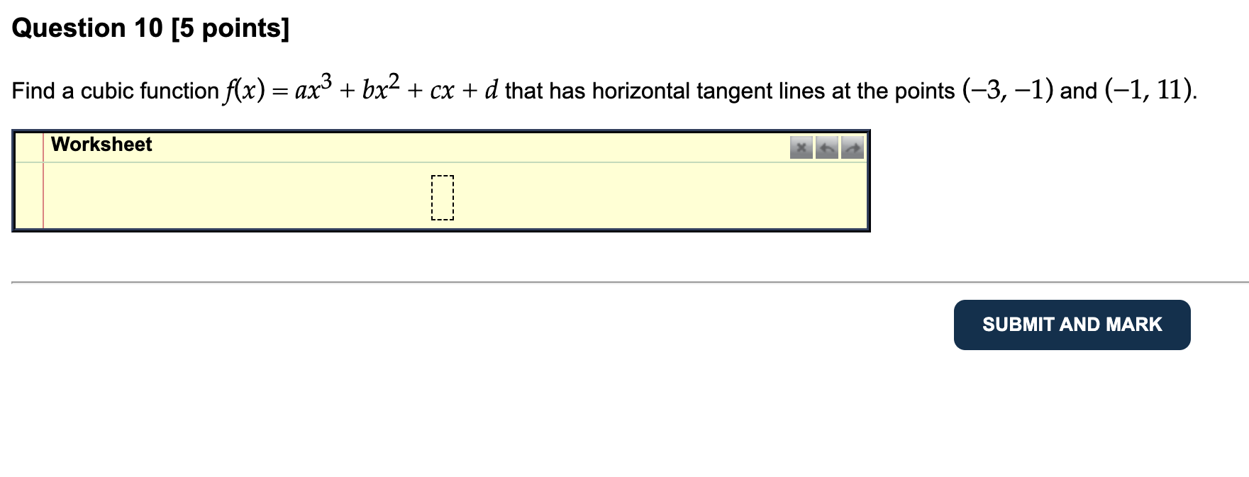 Solved Question 10 [5 ﻿points]Find a cubic function | Chegg.com