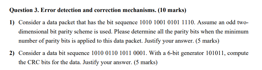 Solved Question 3. Error detection and correction | Chegg.com