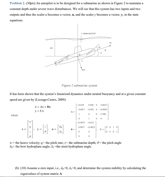 Solved Problem 2. (30pts) An Autopilot Is To Be Designed For | Chegg.com