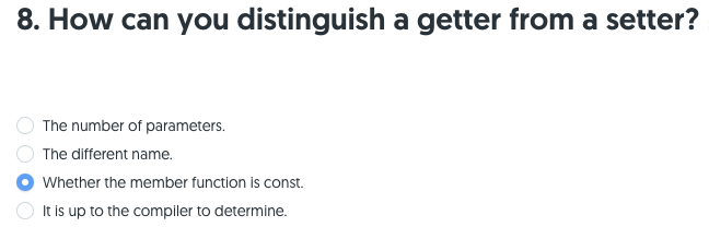 Solved 8. How can you distinguish a getter from a setter? | Chegg.com