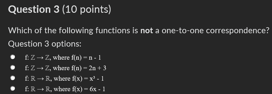 Solved Question 3 (10 points) Which of the following | Chegg.com