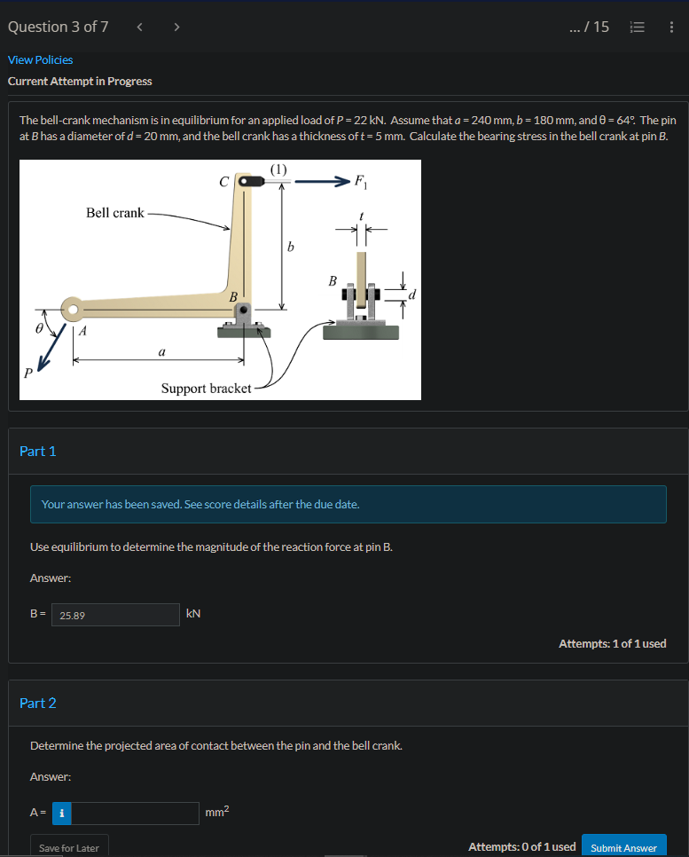 Solved The Bell-crank Mechanism Is In Equilibrium For An | Chegg.com