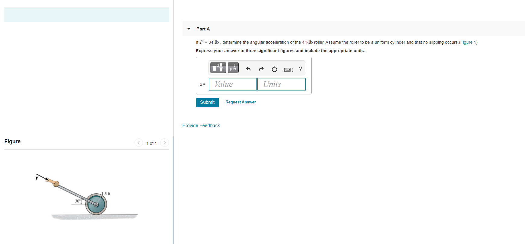 Solved Part A If P = 34 lb , determine the angular | Chegg.com