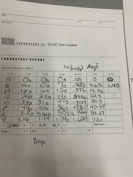 Solved Leb Perte LABORATORY 33 The RC Time Constant | Chegg.com