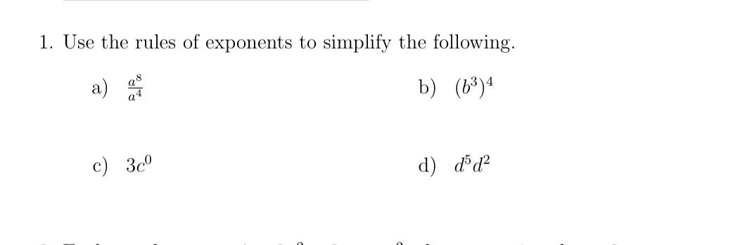 Solved 1. Use the rules of exponents to simplify the | Chegg.com