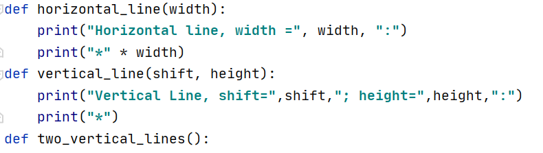 Solved a def horizontal_line (width): print(