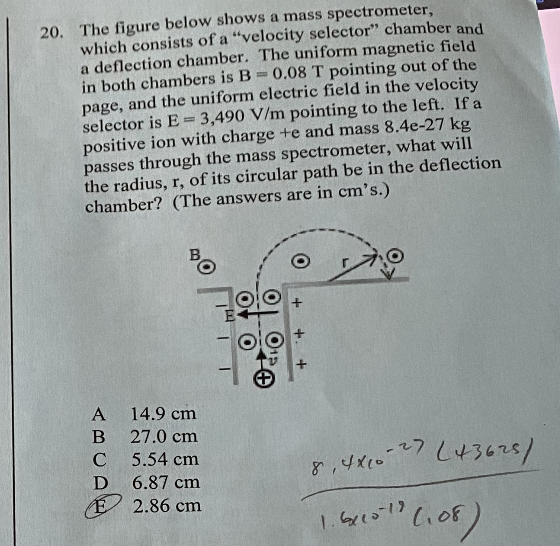 Solved 20. The figure below shows a mass spectrometer, which | Chegg.com