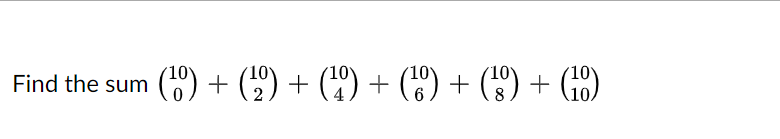 Solved Find the sum (100)+(102)+(104)+(106)+(108)+(1010) | Chegg.com