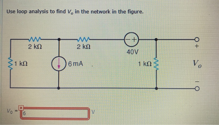Solved Ex 3.075) Use loop analysis to find V0 in the network | Chegg.com
