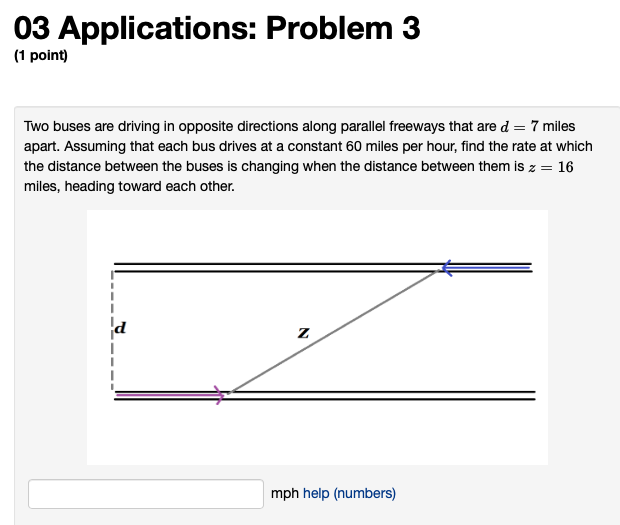 Solved 03 Applications: Problem 3 (1 point) Two buses are | Chegg.com
