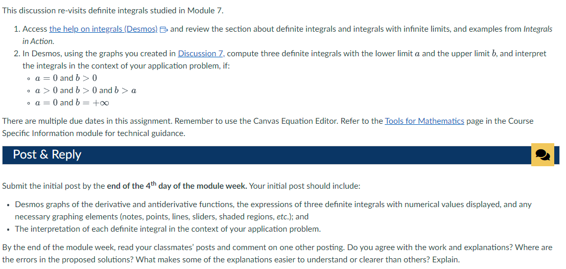 Solved This discussion re-visits definite integrals studied | Chegg.com