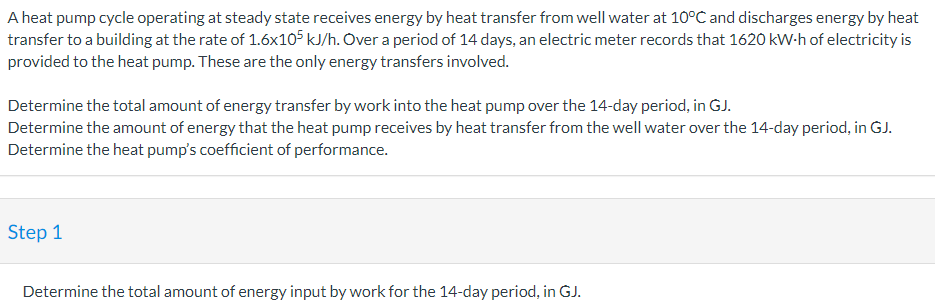 Solved A heat pump cycle operating at steady state receives | Chegg.com