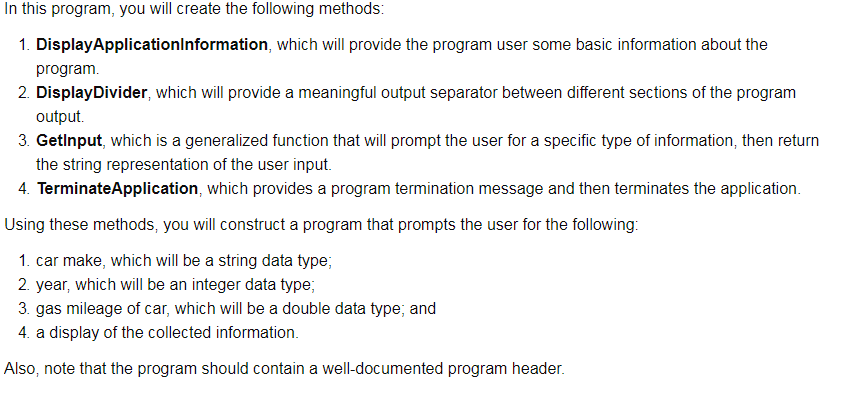 Solved In this program, you will create the following | Chegg.com