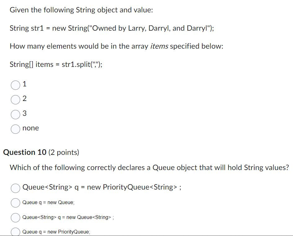 Solved Given The Following String Object And Value: String | Chegg.com