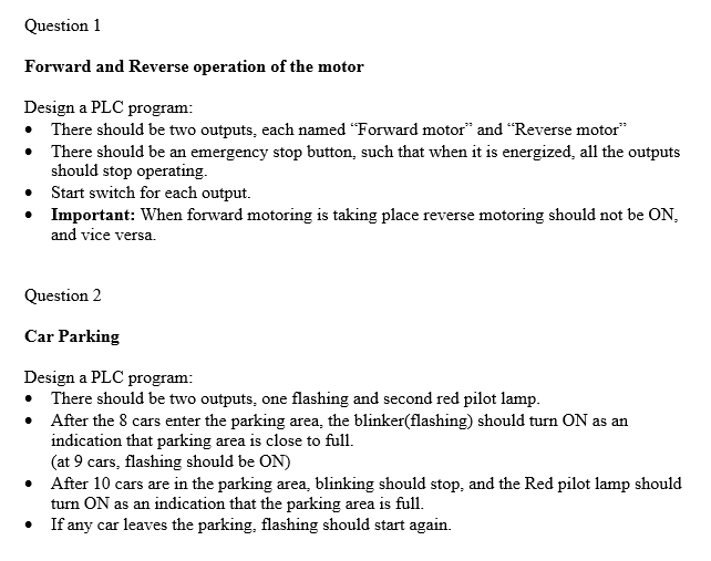 Question 1 Forward and Reverse operation of the motor | Chegg.com