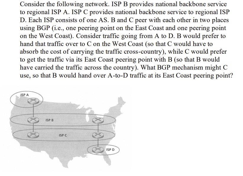 Consider The Following Network. ISP B Provides | Chegg.com