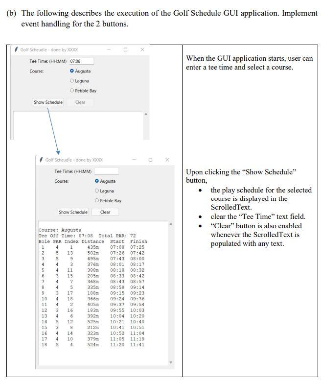 Write a Python GUI application to allow golfer to | Chegg.com