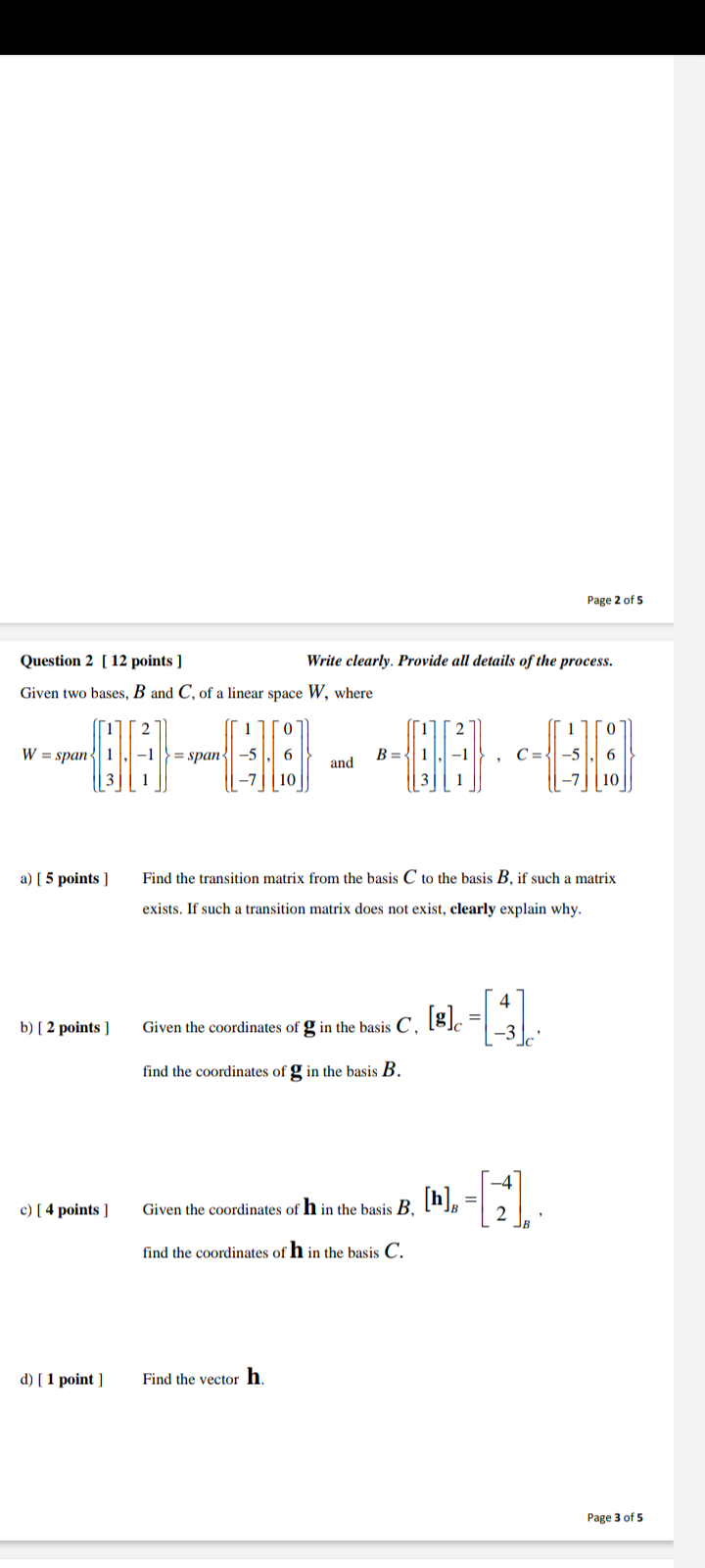 Solved Page 2 of 5 Question 2 (12 points ] Write clearly. | Chegg.com