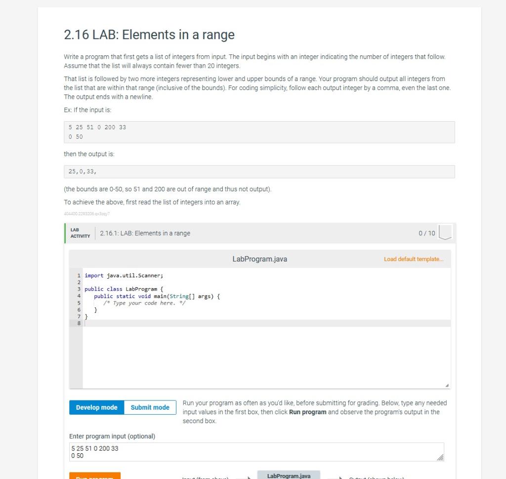 Solved 2.16 LAB Elements in a range Write a program that