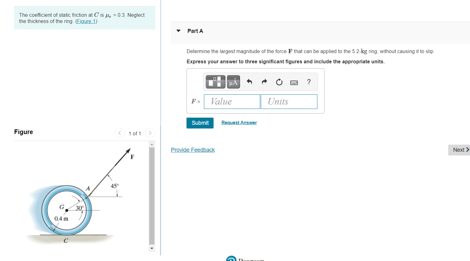 Solved The coefficient of static friction at C is us = 0.3. | Chegg.com