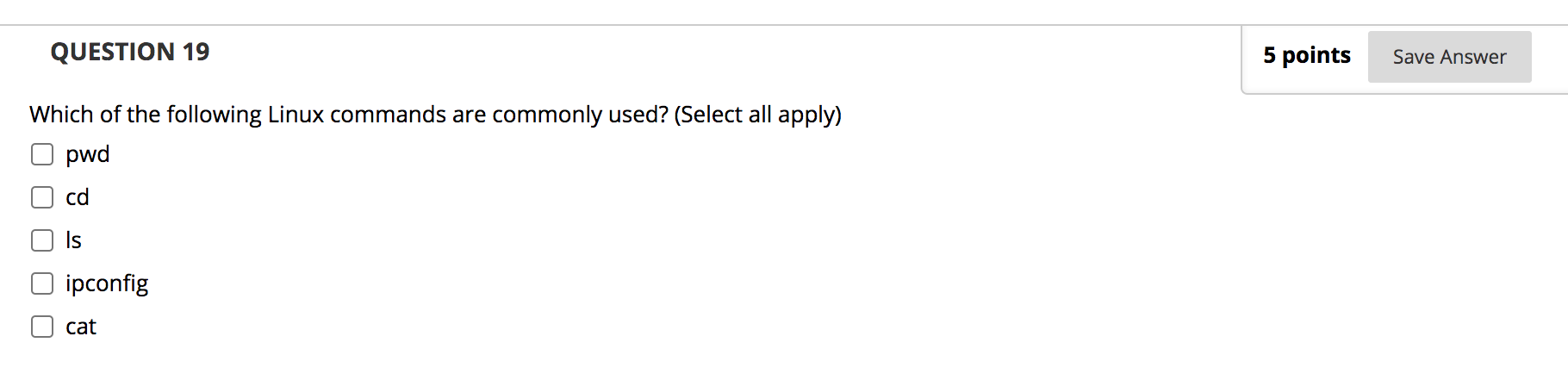 Solved QUESTION 19 5 points Save Answer Which of the | Chegg.com