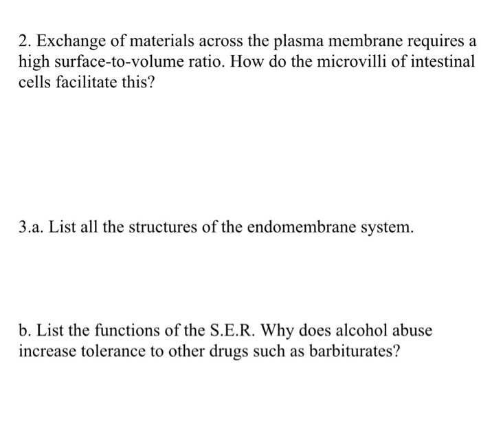 Solved 2. Exchange of materials across the plasma membrane