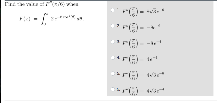 Solved Find The Value Of F 7 6 When 1 F 5 e 6 F Chegg Com