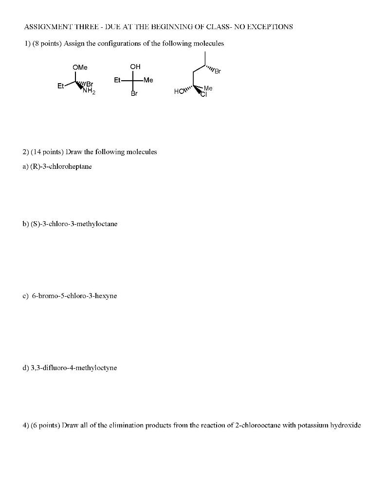 Solved ASSIGNMENT THREE - DUE AT THE BEGINNING OF CLASS-NO | Chegg.com