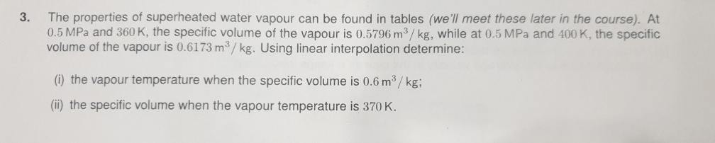 Solved 3. The properties of superheated water vapour can be | Chegg.com