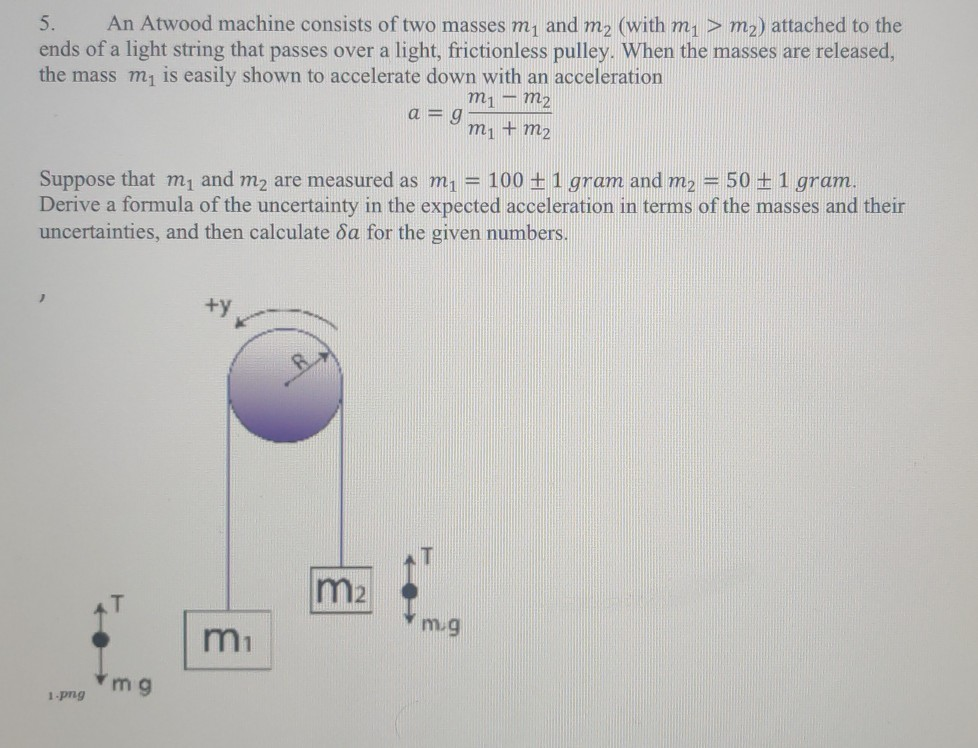 Solved An Atwood Machine Consists Of Two Masses M, And M, | Chegg.com