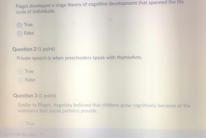 Solved Piaget developed a stage theory of cognitive Chegg